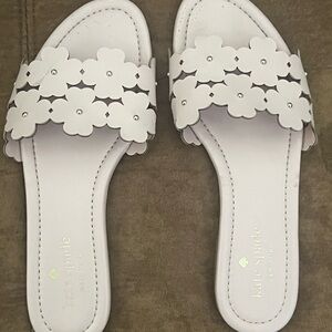 Kate Spade White Floral Slide Sandals